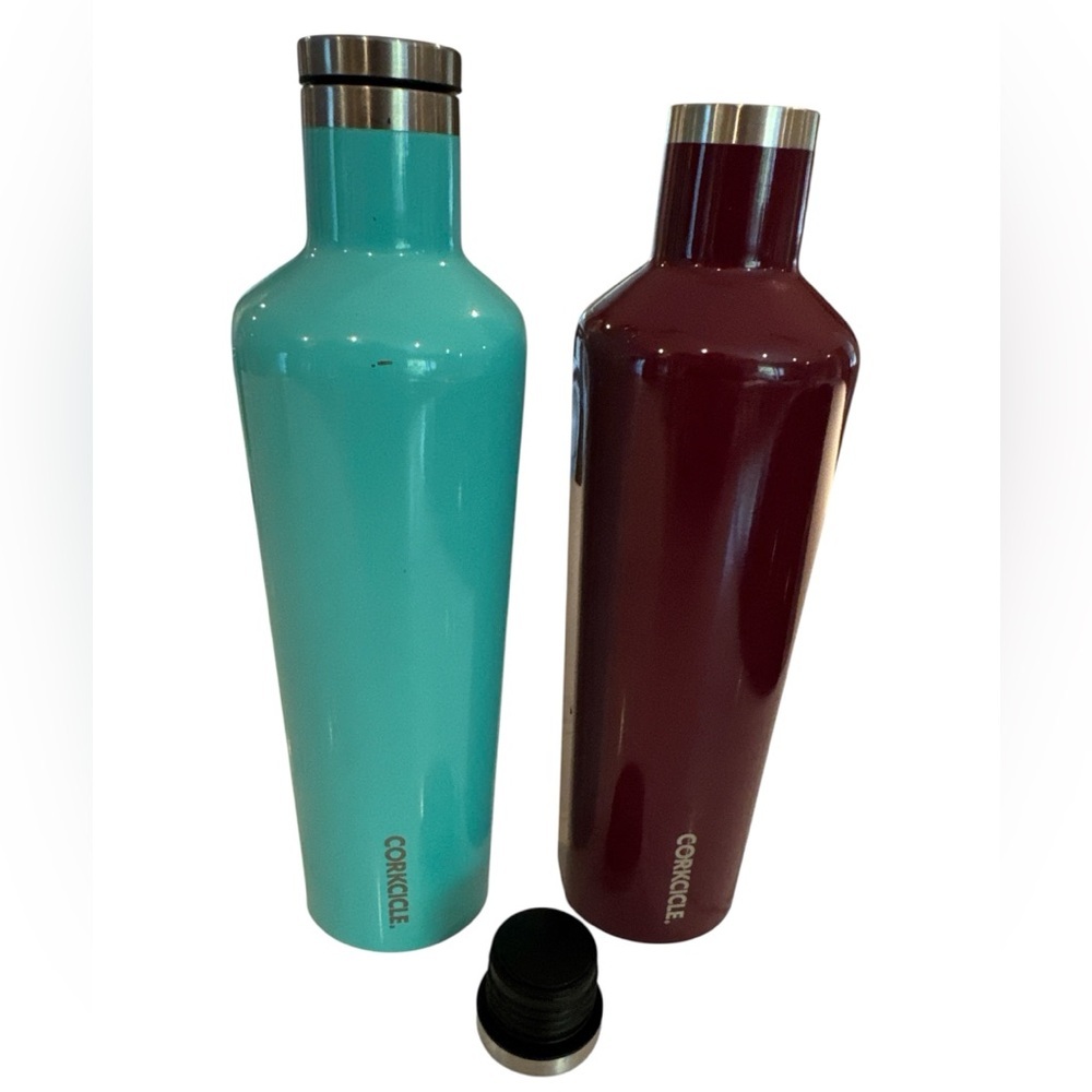 Corkcicle Aqua and Maroon Insulated Bottles